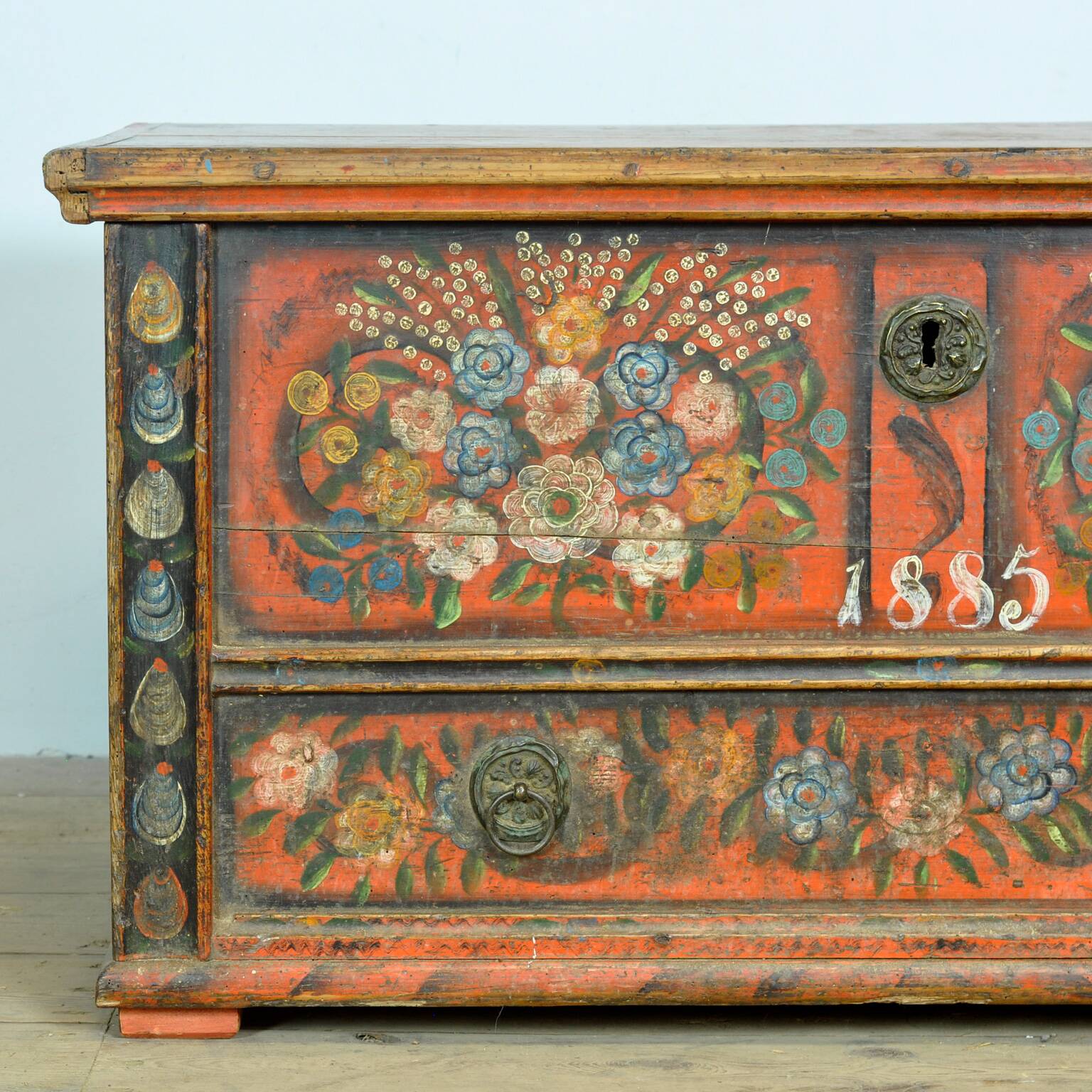 Folk art bridal chest, 1885