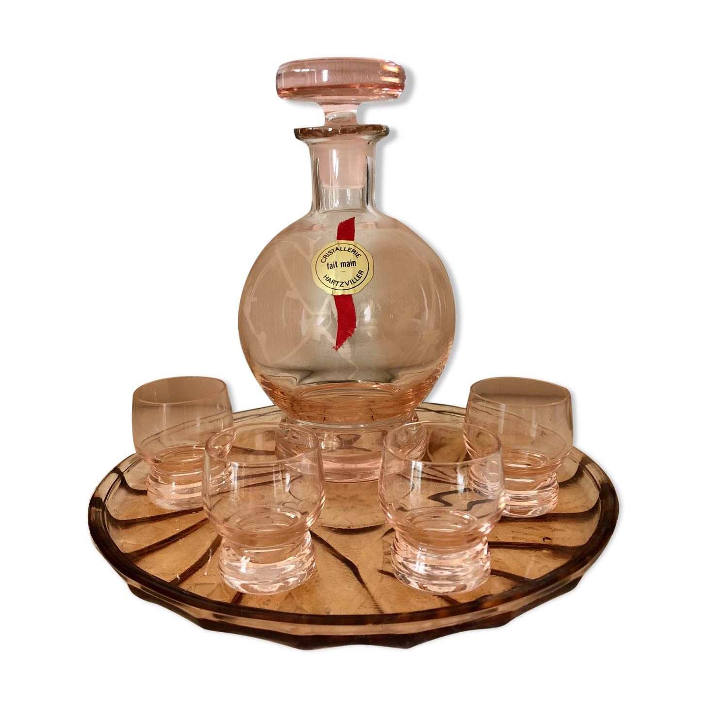 Liqueur service of the crystal factory hartzvillier france handmade 6 pieces