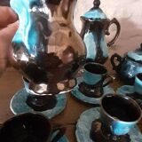 Vintage Vallauris Black & Blue Ceramic Coffee Set