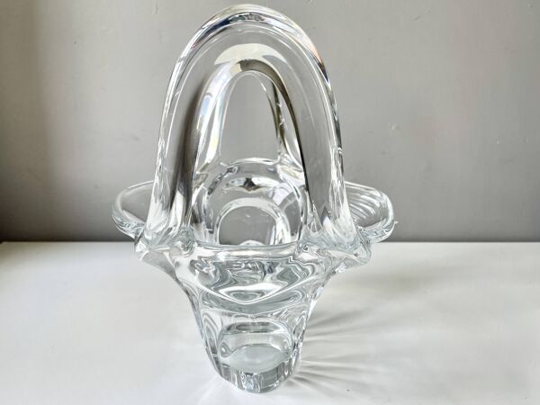 Grand panier ou corbeille à fruit en cristal Art Vannes France