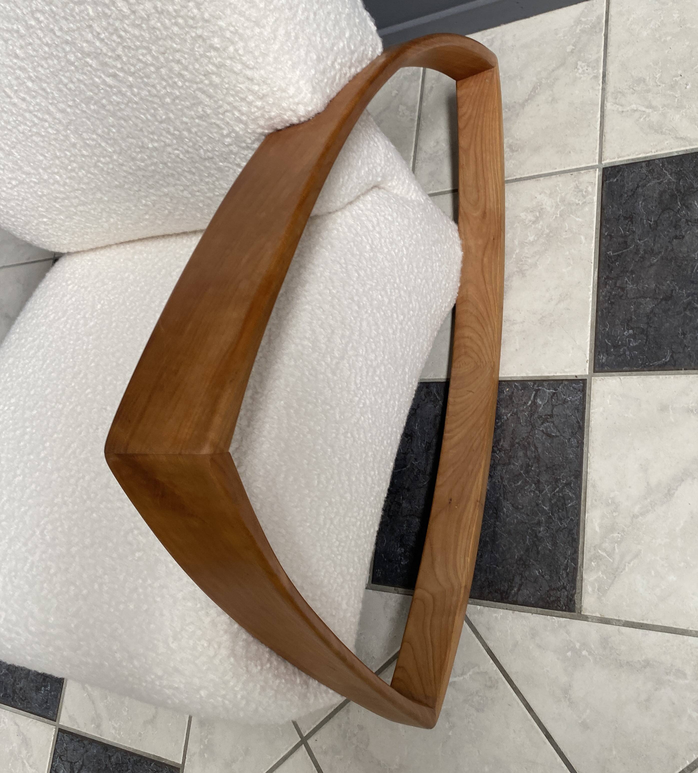 Large white boucle fabric rocking chair