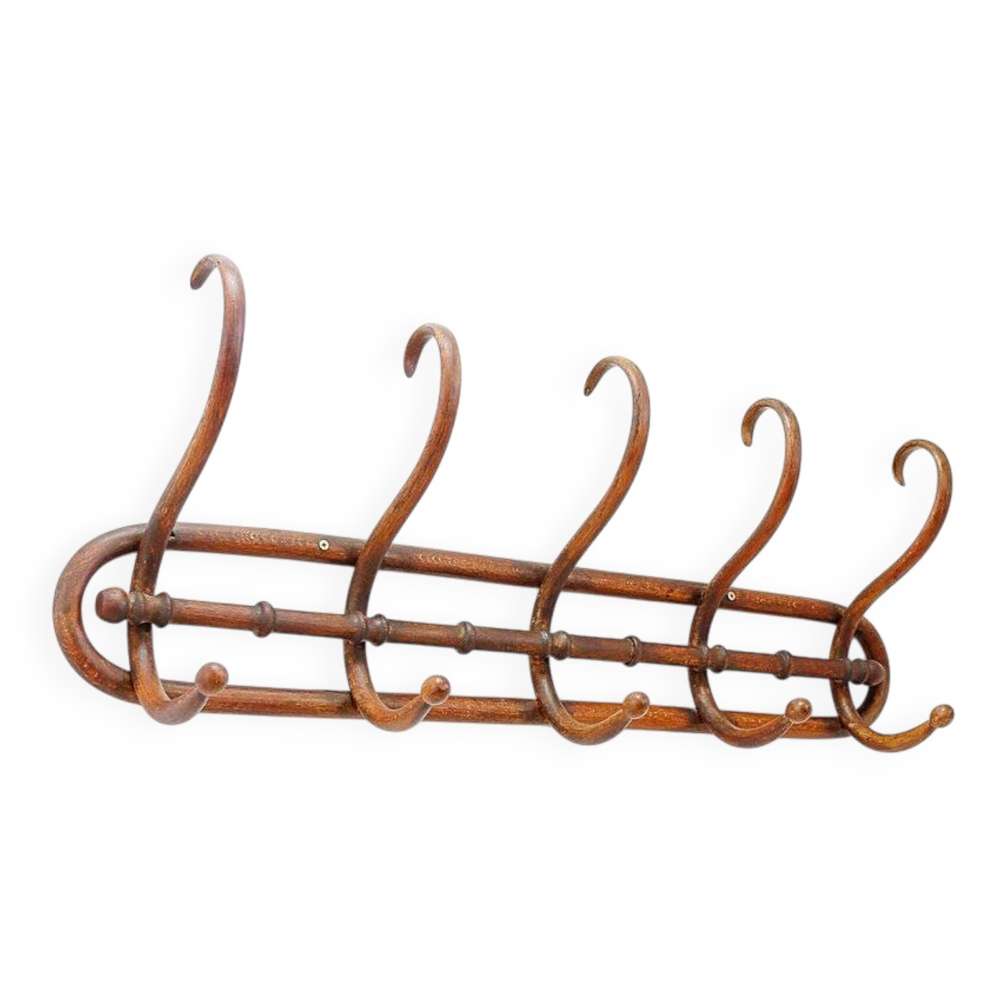 Curved wooden wall coat rack - Early 20th century