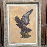 Tableau of a Harrier and Jay Oil on parchment