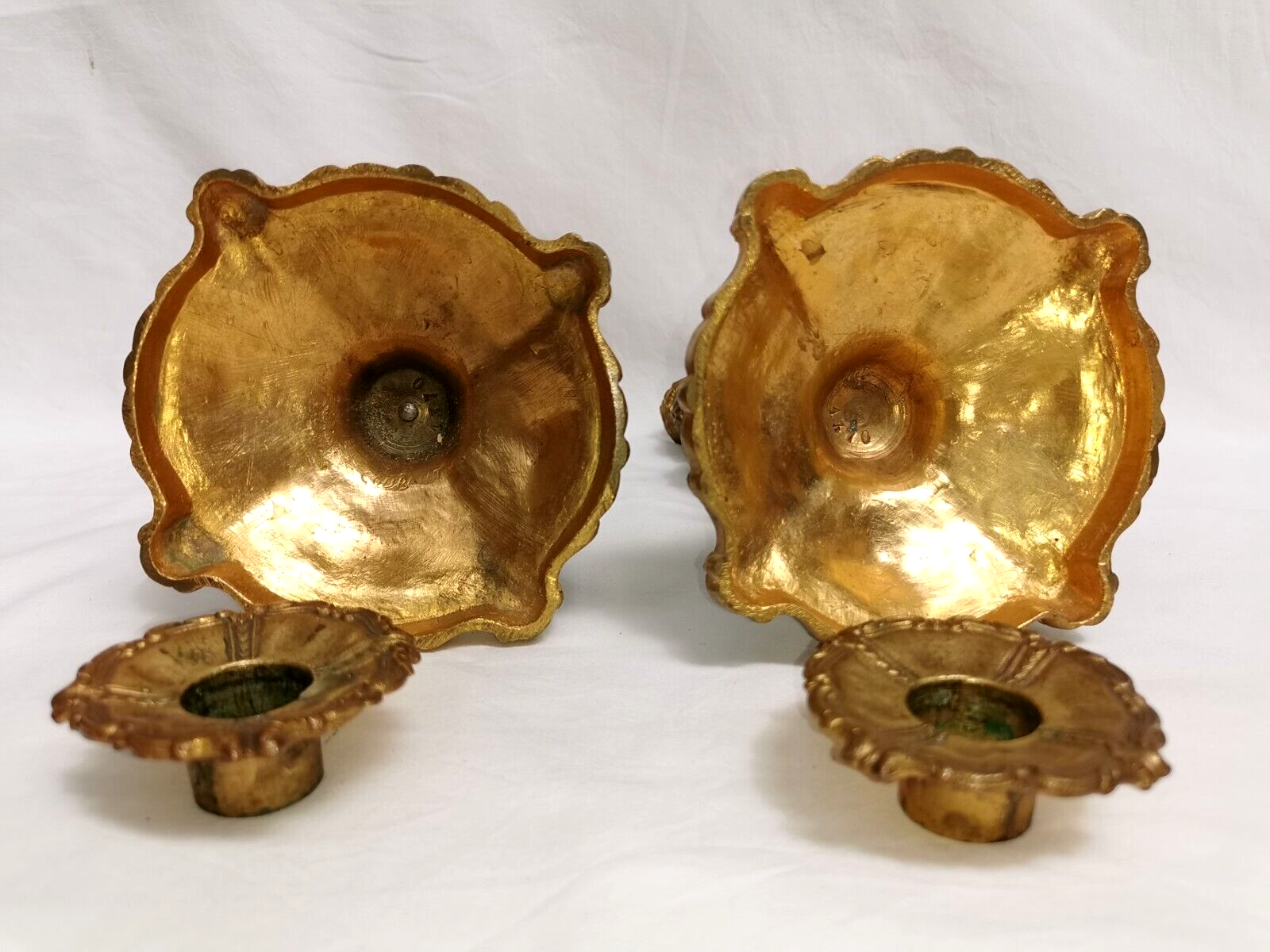 Pair of old candlesticks in Gilded Bronze ---- Signed!