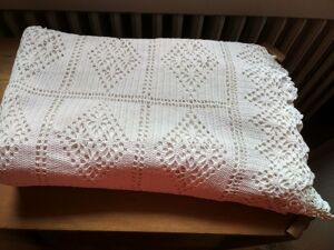 Dessus De Lit En Coton Blanc Écru Ancien Jeté De Lit En Crochet