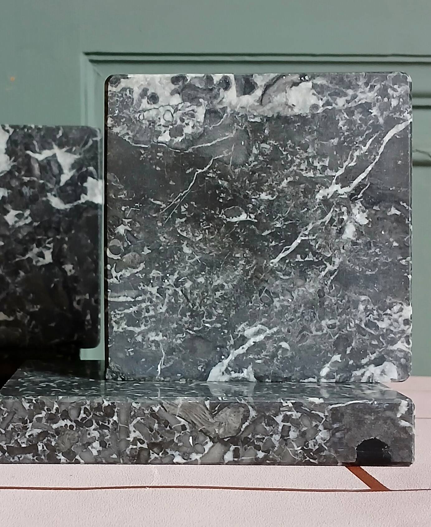 Minimalist black marble bookends