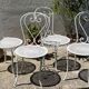 Suite de 4 chaises de jardin fer forgé XIXé motif cœur