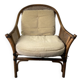 Fauteuil Colonial en bois et cannage