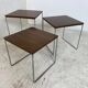 Set of 3 side tables trundle in teak and steel 1960s