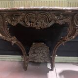 Louis XV console in carved and patinated wood, 18th century period