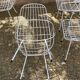4 vintage 60s garden armchairs in white metal