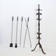 Set d'outils pour cheminée en fer forgé martelé : H 127cm