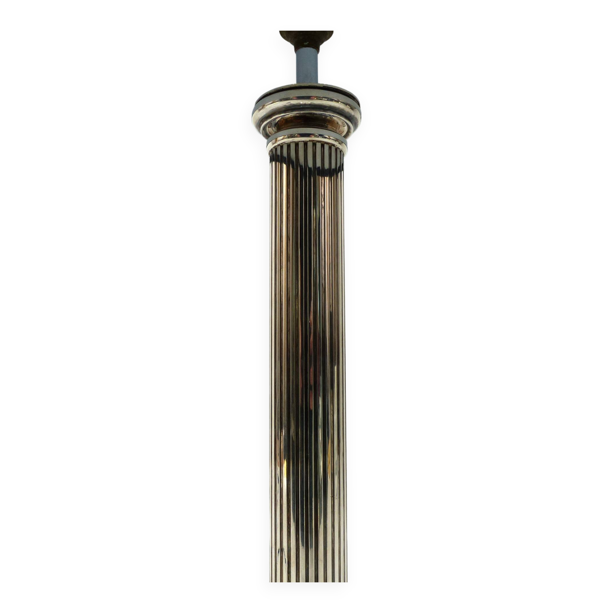 Neoclassical column lamp in silver metal 1960