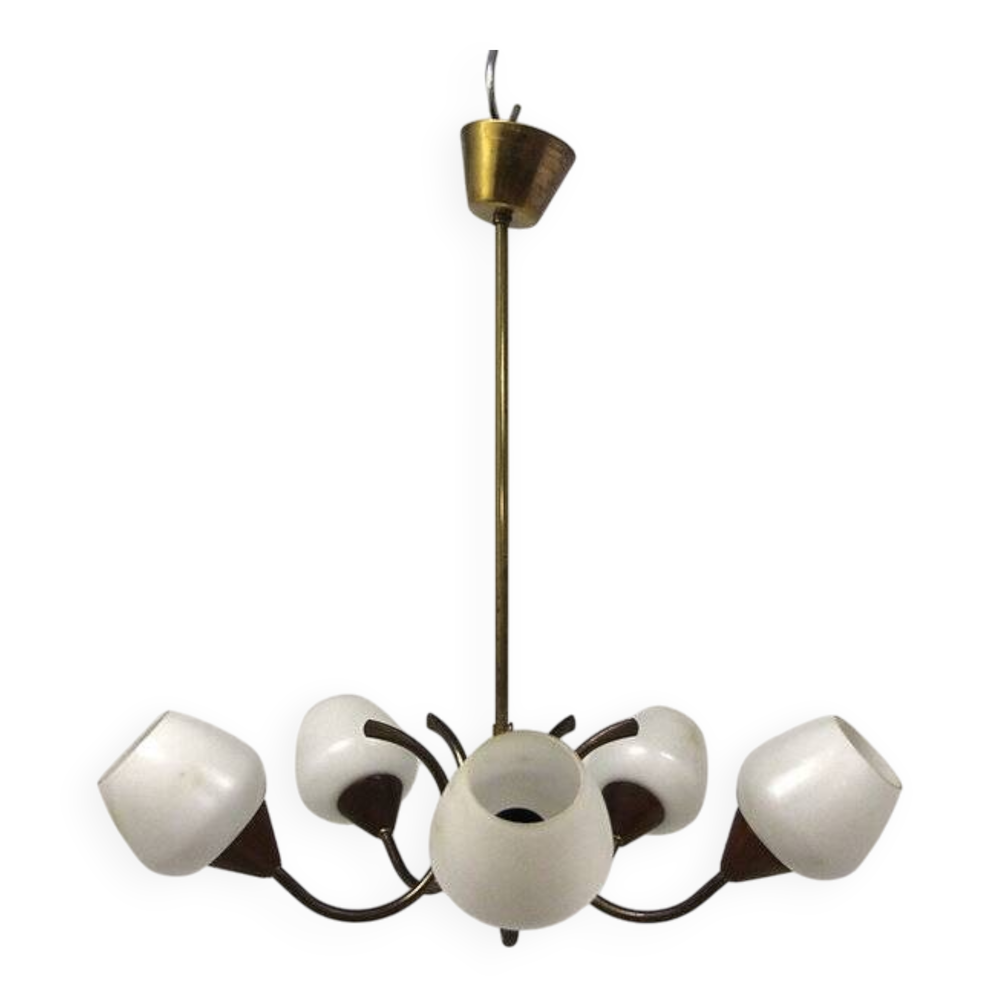 Scandinavian metal and glass pendant light, Sweden, 1950