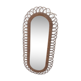 Large old oval rattan mirror93x43cm