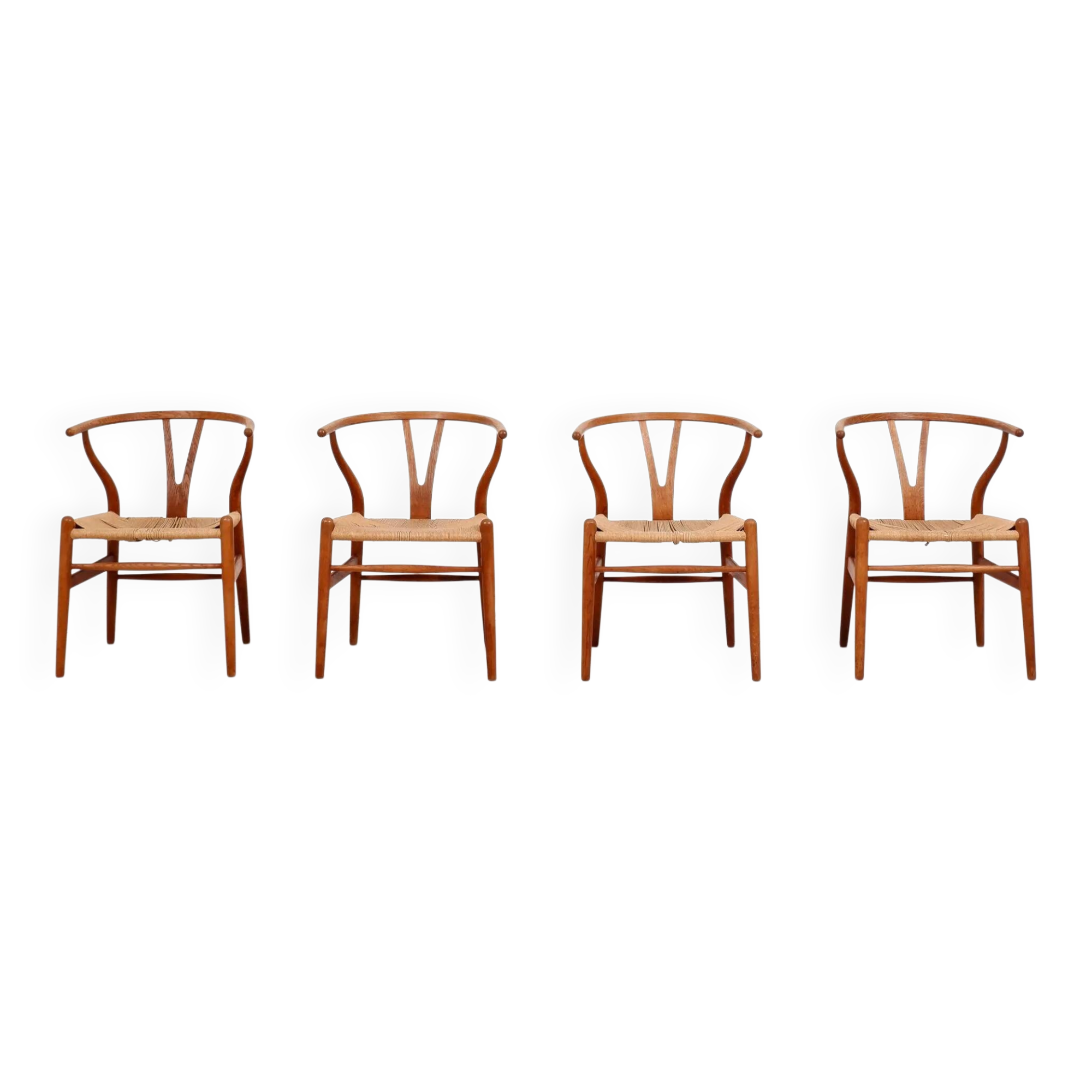 4 "CH24" Wishbone dining chairs by Hans J. Wegner for Carl Hansen & Son