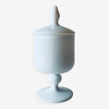 White opaline pot, apothecary shape