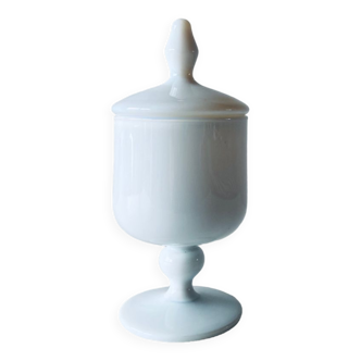 White opaline pot, apothecary shape