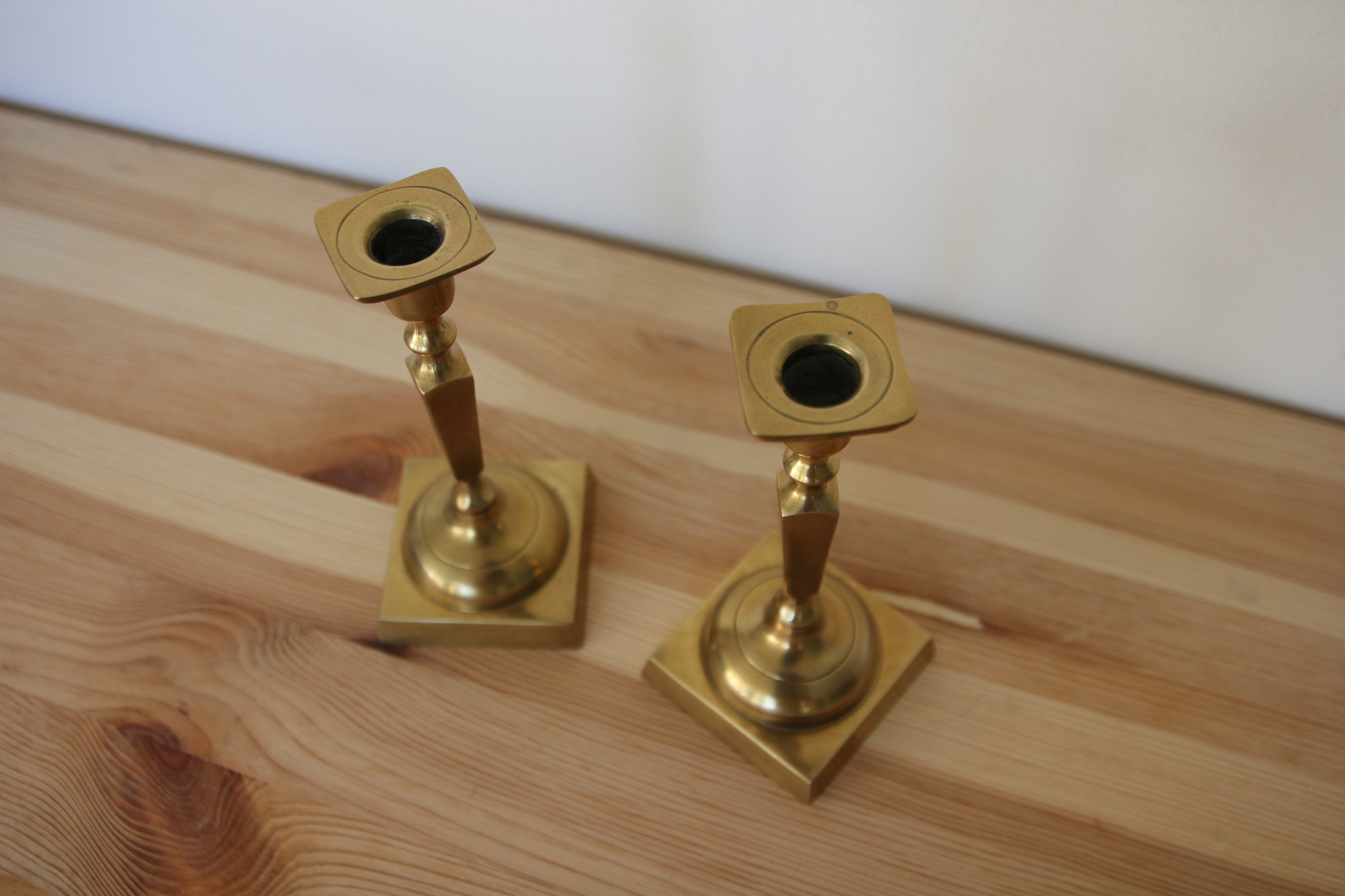 Pair of brass candle holders