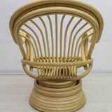 Mid-Century Modern Swivel and Rocking Armchair Bamboo, 1970s