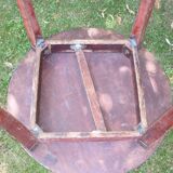 Table ronde en bois cerclée ancienne