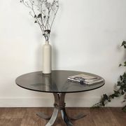 Chromed metal and smoked glass coffee table, 1970s