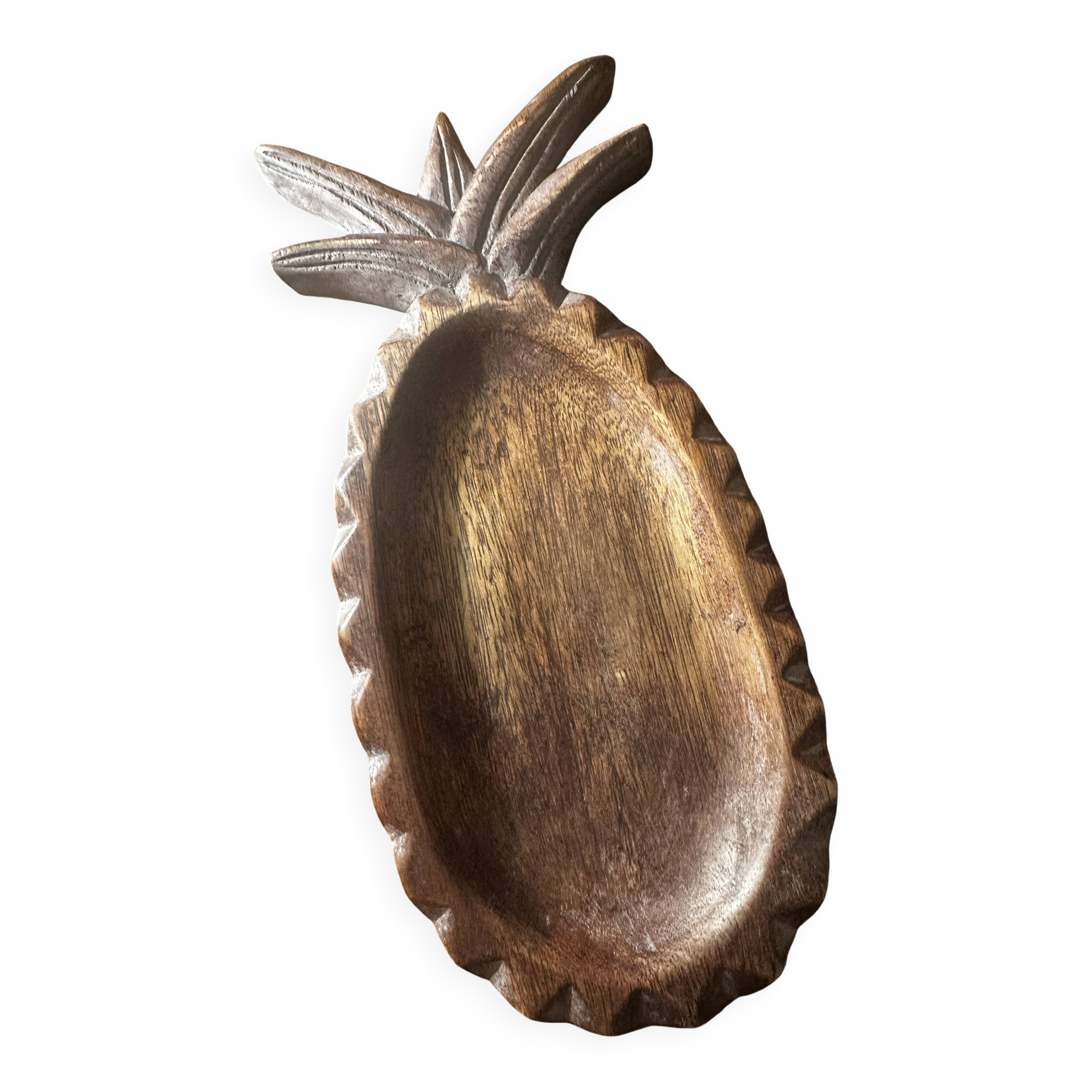 Vide poche vintage en bois sculpté formant un ananas