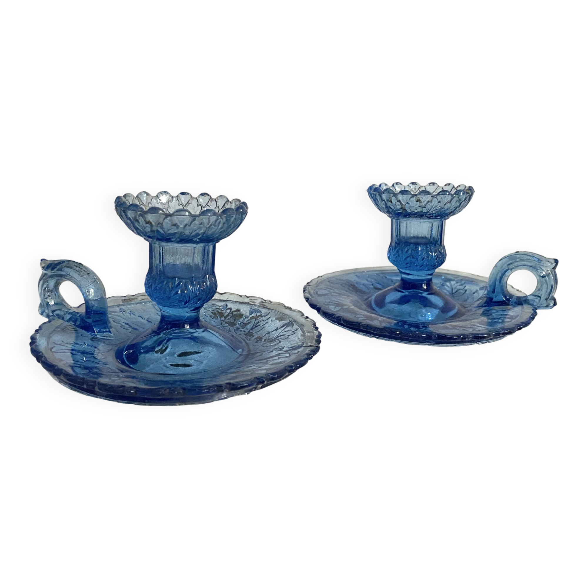 Pair of glass candlesticks