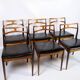 Set of 6 Dining Chairs Model 94 Made In Rosewood With Black Leather Seat By Johannes Andersen