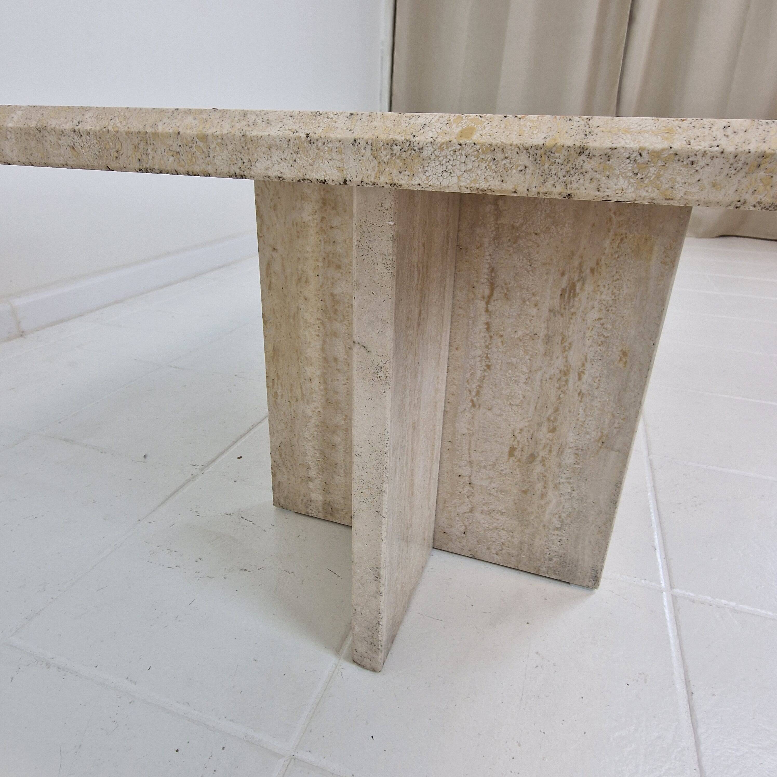 Rectangle Travertine Coffee or Side Table, Italy 1980's