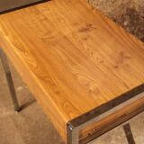 Small Desk 70 chrome leg laminated wood 2 drawers dressing table