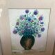 Petit tableau bouquet de fleurs huile sur carton signée
