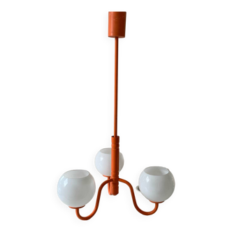 Designer chandelier 70' orange metal