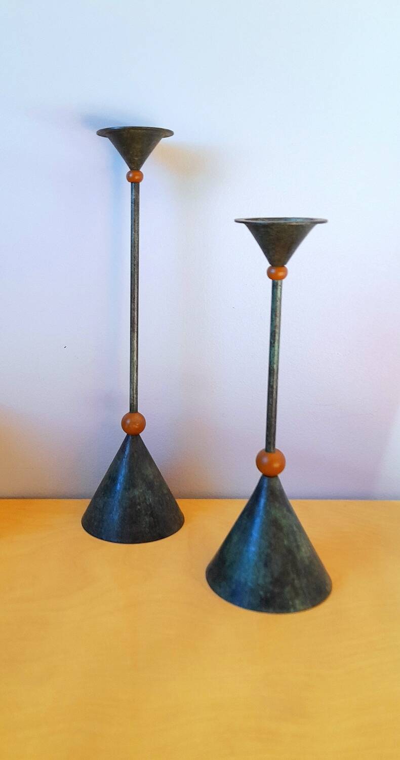 Metal candlesticks, Memphis 1980.