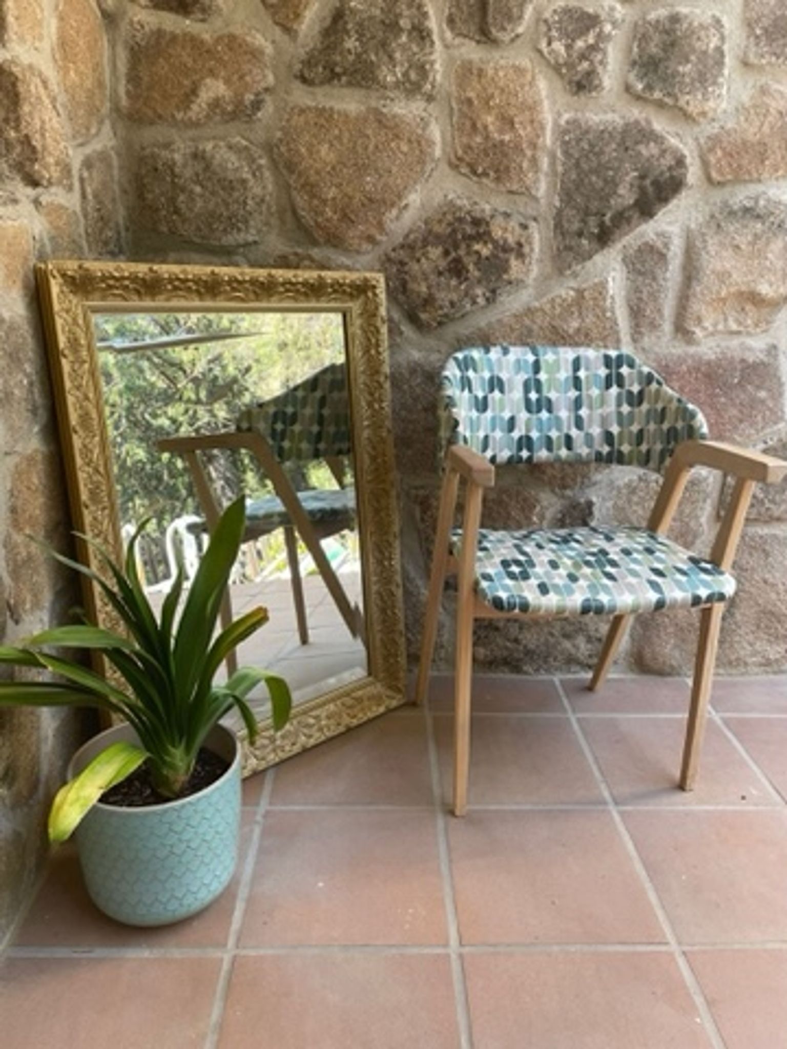 70s style wooden armchair