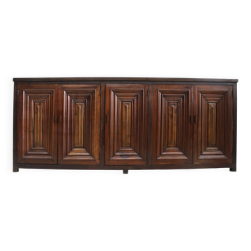 Spanish brutalist sideboard in carved solid wood