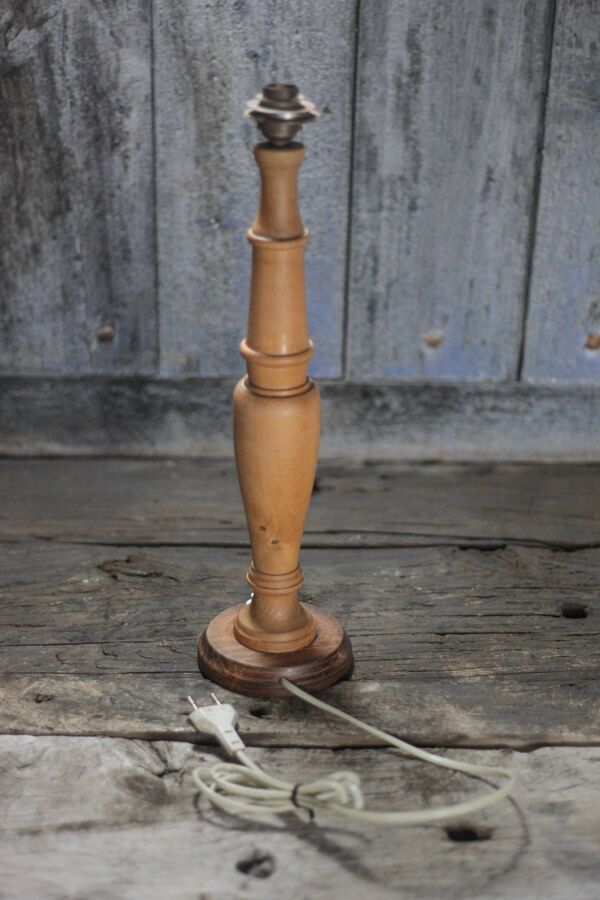 Grande lampe bois, pied de lampe bois vintage, lampe à poser, lampe de salo