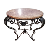 Table basse en fer forgé et marbre
