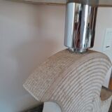 Brutalist lamp in Gard stone and chrome 1970