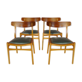 Set of four Danish design chairs in blond wood