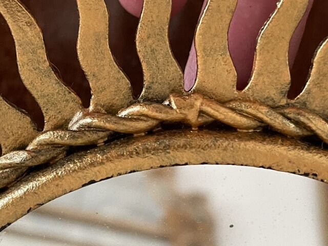 Sun mirror in gold metal 1950  21cm