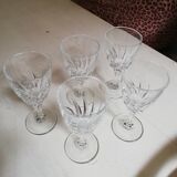 Set of five liqueur stemmed glasses