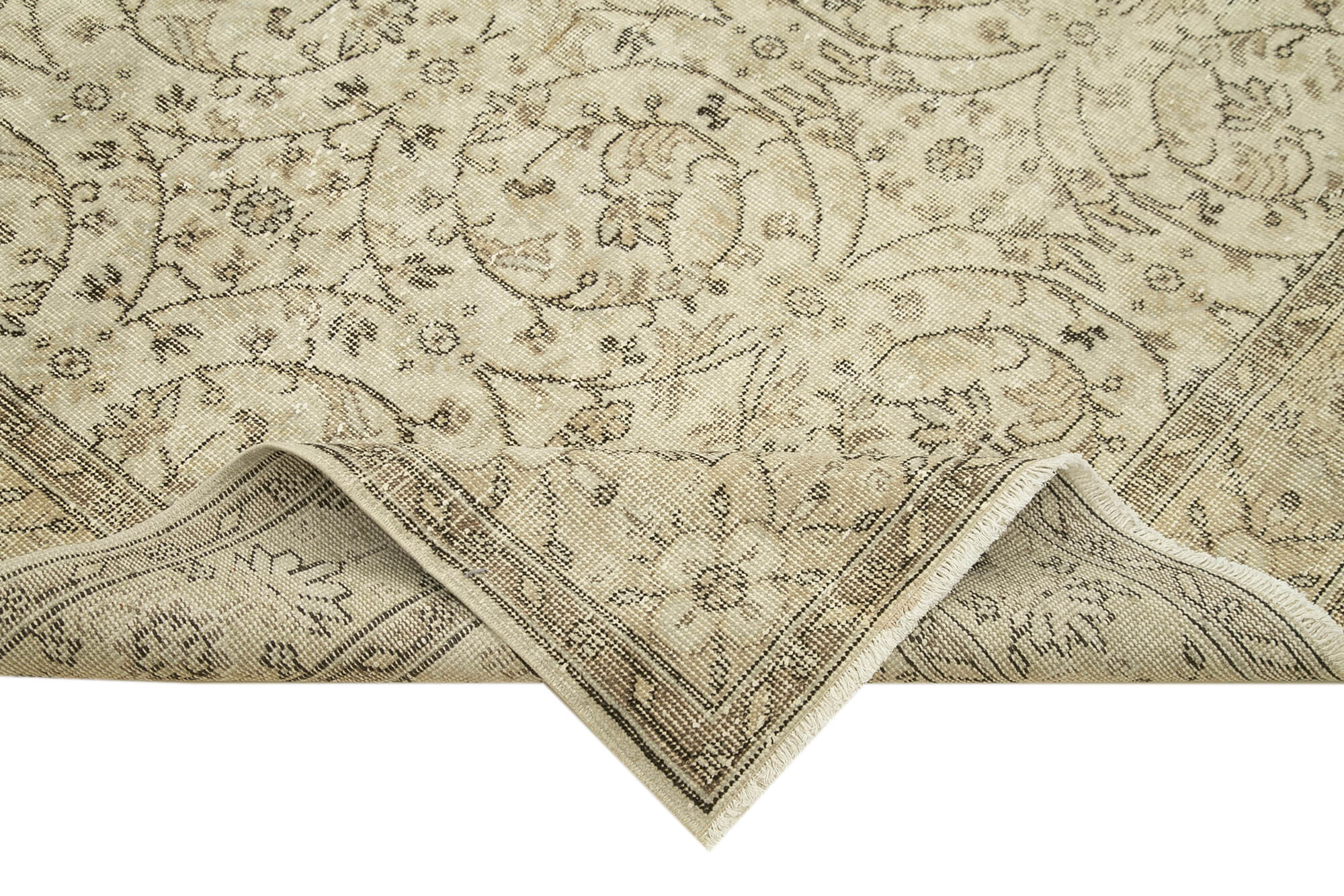 Hand-knotted one-of-a-kind turkish beige carpet 190 cm x 297 cm