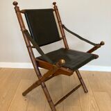 Leather folding armchair