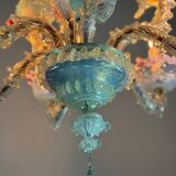 Venetian Rezzonico chandelier in multi-colored Murano glass, circa 1900