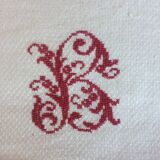 Set of 6 red monogram cotton towels
