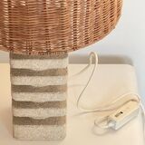 Living room lamp made of sculpted stone in the style of Tormos, France 1970s.