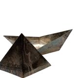 Modern silver-plated paper boat sculpture, Paola C. Aldo Cibic Italy 1980