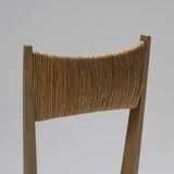 Pair of straw chairs, geneviève pons, 1950s