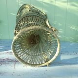 Armchair Emmanuelle Vert in wicker rattan for doll / vase holder